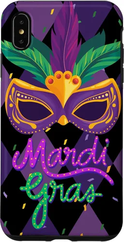 Vista 10 de Funda para iPhone 11 Pro Max Mardi Gras NOLA Festive Carnival Mask New Orleans Party Case