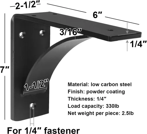Vista 2 de Paquete de 2 soportes de acero resistente para chimenea, montaje en pared, 7 x 6 pulgadas