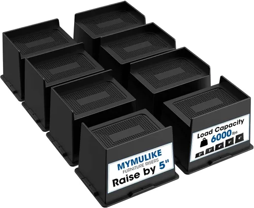 Vista 16 de MYMULIKE Elevadores de cama de 3 pulgadas, resistentes, elevadores de muebles de gran tamaño de 3 pulgadas, soporta 6000 libras, bloques