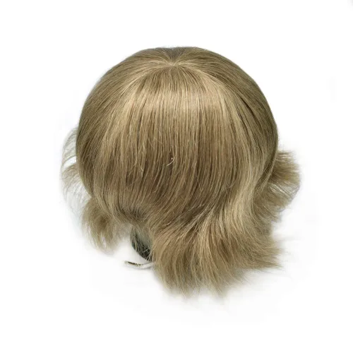 Vista 357 de Toupee para hombre 100% cabello humano real tupé para hombres 0.004 in piel de poliuretano para hombre, sistema de reemplazo de piezas de pelo