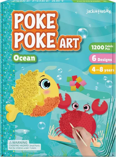 Vista 9 de jackinthebox Poke Poke Art - Temas de animales, arte y manualidades de tela sin desorden, kits de prensado de flores, regalo para niños, regalos
