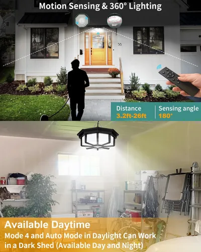 Vista 2 de AEQ Luz Solar para Cobertizo Interior Exterior 288LED Iluminación 360° Luces Solares que Funcionan de Día con Control Remoto, Luces Solares