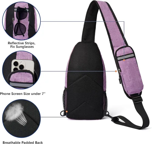 Vista 5 de BOSTANTEN Bolso bandolera, mochila cruzada para el hombro, bolsa de pecho para hombres y mujeres, viajes, senderismo, mochila casual