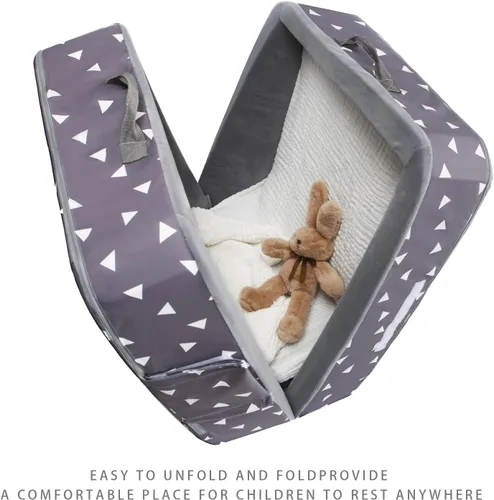 Vista 11 de Cama plegable para niños pequeños con lados, cama plegable para niños de viaje, espuma (estrella), color gris