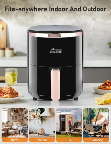 Vista 5 de Freidora de aire compacta de 3.6 cuartos de galón para comidas rápidas simples y aperitivos, pantalla táctil inteligente con 9 recetas