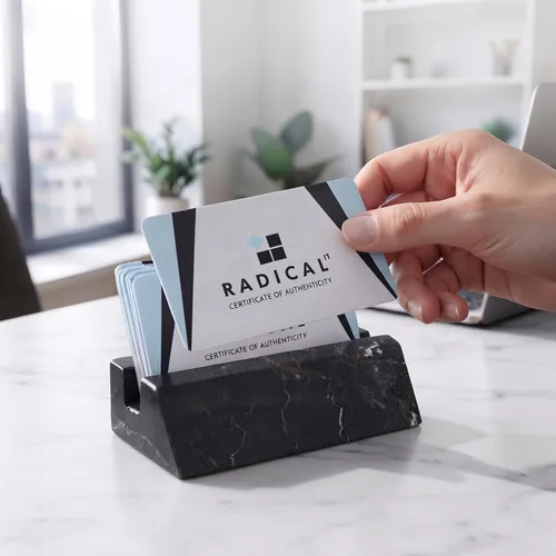 Vista 5 de Radicaln Tarjetero de mármol de 4 pulgadas hecho a mano, organizador de tarjetas de visita negro para escritorio de oficina, soporte de exhibición