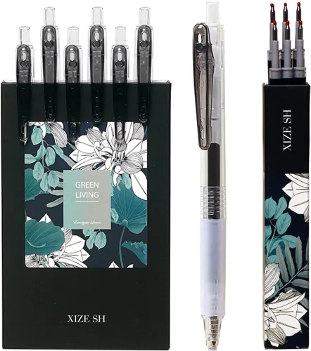Vista 9 de XIZE SH Bolígrafos de gel ultra finos, paquete de 12 bolígrafos de gel de tinta negra de 0.015 in, tamaño de línea, bolígrafos de escritura suave