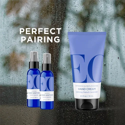 Vista 5 de EO Crema de manos, 2.5 onzas (paquete de 2), lavanda francesa, hidratante para piel seca y hecha con aceites esenciales para hombres y mujeres