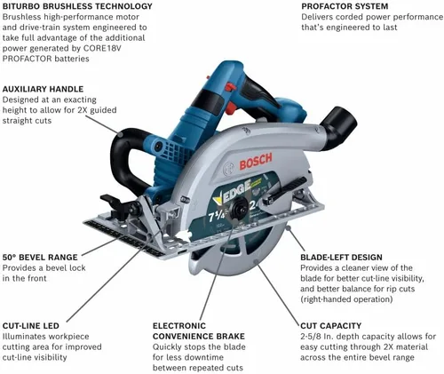 Vista 2 de BOSCH GKS18V-26LN PROFACTOR™ 18V 7-1/4 In. Hoja izquierda Sierra circular (herramienta desnuda)