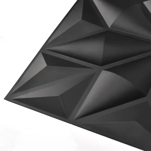 Vista 9 de Art3d Textures - Paneles de pared 3D para decoración de pared interior, paneles de pared decorativos de PVC de diamante negro, paquete de 12