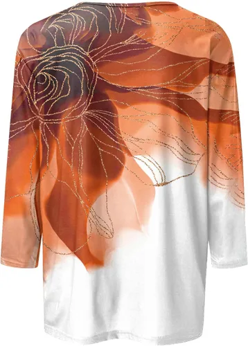 Vista 112 de Camisetas personalizadas para mujer, a la moda, casual, de séptima manga, estampada, cuello redondo, camiseta