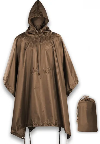 Vista 9 de M-Tac Poncho de Lluvia Táctico - Poncho Militar del Ejército Refugio - Ponchos de Lluvia Impermeables Ripstop para Acampada, Senderismo, Caza al