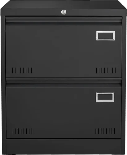 Vista 3 de Archivador lateral de metal con cerradura, archivador de 2 cajones, archivador con cerradura, archivador de dos cajones para oficina
