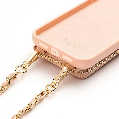 Vista 5 de LAMEEKU Funda tipo cartera diseñada para iPhone 12 Pro con tarjetero para tarjetas, funda tipo cartera acolchada de cuero para mujer, compatible