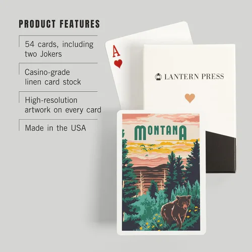 Vista 3 de Lantern Press Montana, Explorer Series (52 cartas de juego, baraja de cartas de tamaño póquer con comodines)