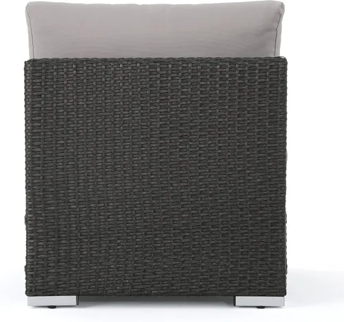 Vista 4 de Christopher Knight Home Santa Rosa - Asiento modular de mimbre sin brazos para exteriores con marco de aluminio y cojines resistentes al agua