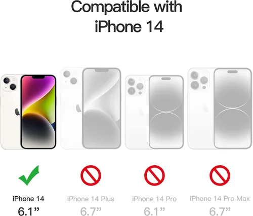 Vista 3 de JETech Funda 5 en 1 para iPhone 14 de 6.1 pulgadas, con 2 protectores de pantalla y protector de lente de cámara, no se pone amarillenta, a prueba
