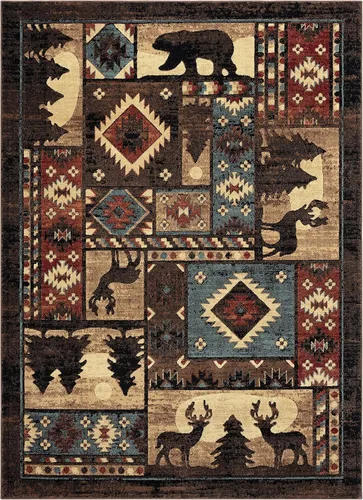 Vista 7 de Home Dynamix Buffalo Bear - Alfombra rectangular de 1 pies 10 pulgadas x 6 pies 10 pulgadas, marrón/rojo