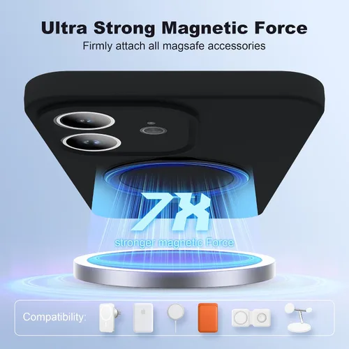 Vista 3 de Funda diseñada para iPhone 11 con soporte magnético invisible Compatible con Mag-Safe, a prueba de caídas de grado militar, a prueba de golpes