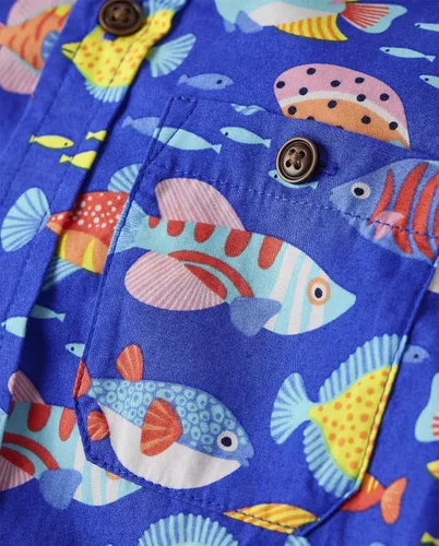 Vista 2 de Gymboree Camisa de vestir de manga corta con botones para niños y niños pequeños