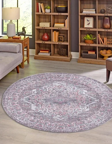 Vista 9 de Unique Loom Mangata Collection - Alfombra de área Mireille (Runner 2' 0" x 7' 10", Beige y Rosa/Azul Claro)