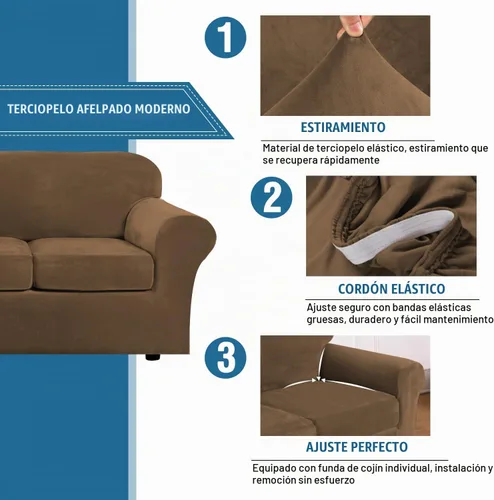 Vista 2 de H.VERSAILTEX - Funda elástica para sofá de 2 piezas, funda protectora de terciopelo, suave, con parte inferior elástica, con un ancho de hasta 49