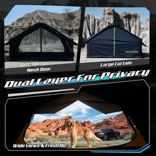 Vista 4 de Inflatable Tent with Skylight, Quick Setup Blow Up Tents with Pump, Hot Tent with Stove Jack, Waterproof Oxford Inflatable House for Camping, Air