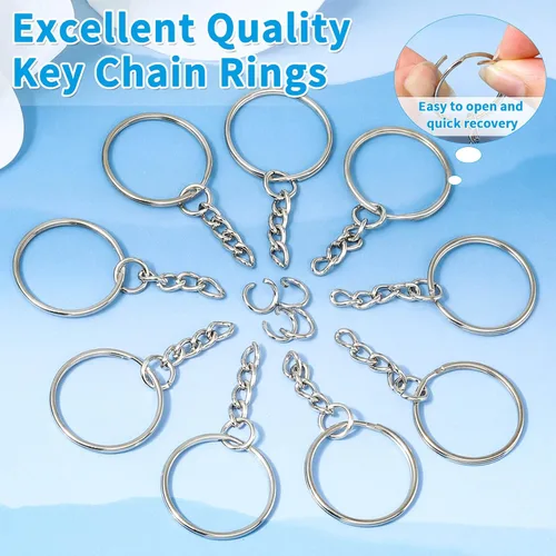 Vista 5 de Paxcoo 50 llaveros con cadena y 50 anillos de salto, kit de anillos de llavero a granel para fabricación de llaveros, suministros para manualidades