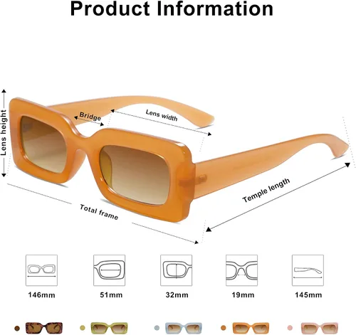 Vista 4 de SOJOS Retro 90s Nude Rectangle Sunglasses For Women Trendy Chunky Glasses Pebble SJ2160