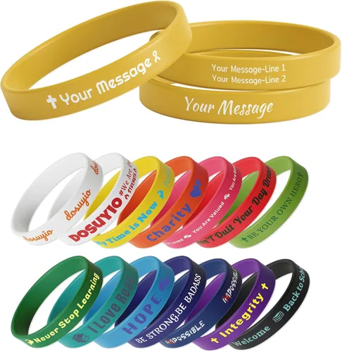 Vista 13 de Custom Rubber Bracelets – 0.5” Wide Personalized Silicone Wristbands for Parties, Awareness, Events & Celebrations