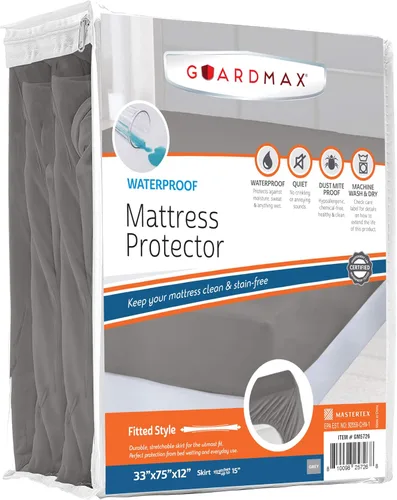 Vista 17 de Guardmax Protector de colchón de punto de punto tamaño individual XL, funda de colchón impermeable y a prueba de ácaros con bolsillos elásticos