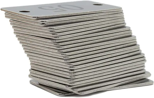 Vista 7 de Etiquetas numeradas rectangulares de acero inoxidable con dos agujeros (1-10)