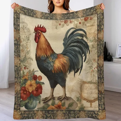 Vista 7 de Manta de gallo con encanto de campo, manta de forro polar de felpa de 30 x 40 pulgadas, manta de franela súper suave para decoración de sofá, cama
