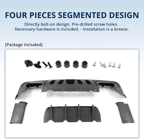 Vista 3 de FREEMOTOR802 Difusor Trasero Compatible con Dodge Challenger 2015-2023, Impresión de Fibra de Carbono PP Moldura de Parachoques Trasero Labio