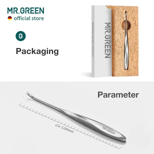 Vista 7 de MR.GREEN Empujador de cutículas, removedor de piel muerta, herramientas de manicura de acero inoxidable, cortador de cutículas profesional, pelador