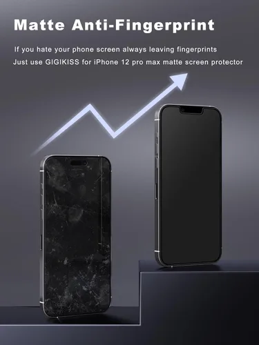 Vista 3 de GIGIKISS Paquete de 2 protectores de pantalla mate para iPhone 12 Pro Max de 6.7 pulgadas, protector de pantalla anti huellas dactilares