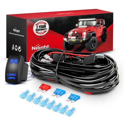 Vista 12 de Nilight - Kit de arnés con cableado para luces LED POD de 16 AWG, barra de luz LED de 12 V, interruptor basculante de 5 pines, láser de encendido