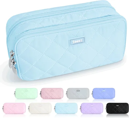 Vista 14 de Sooez Estuche grande para lápices, bolsa para lápices extra grande con 8 compartimentos, bolsa para bolígrafos de apertura amplia, organizador