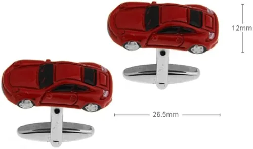 Vista 2 de mrcuff coche deportivo rojo Par de gemelos en una caja de regalo y paño de pulido