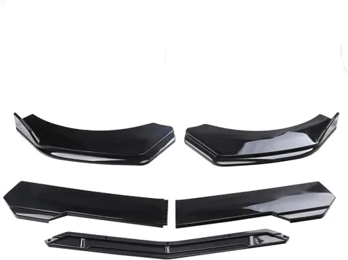 Vista 3 de Alerón divisor de labio de parachoques delantero + varillas de puntal de poliuretano negro brillante + rojo compatible con Do-dge Challenger SRT SXT