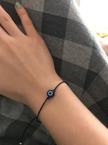 Vista 5 de RUIZHEN - Collar con dije plateado con cristal de mal de ojo, con cordón de cuero, collar con ojos azules