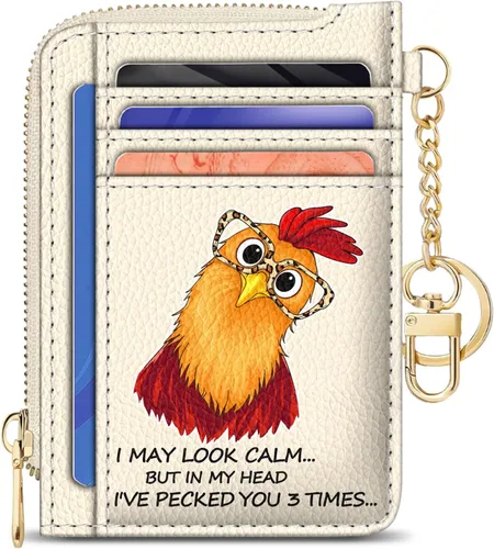 Vista 11 de GIANCOMICS Cartera delgada con tarjetero para mujer, funda pequeña con bloqueo Rfid, llavero de bolsillo delgado con cremallera curvada, tarjetero
