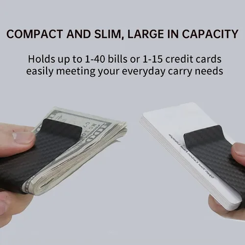 Vista 6 de CL CARBONLIFE Billetera de fibra de carbono con clip para dinero en efectivo y tarjeta de crédito, clip minimalista súper delgado y ligero