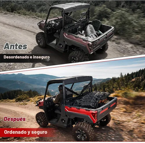 Vista 3 de StarknightMT Malla de Carga UTV - StarknightMT Malla Universal de Cama UTV con Correas Ajustables Compatible con Polaris Ranger General Can-am