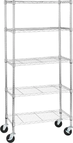 Vista 19 de Amazon Basics Estante organizador ajustable de alambre de acero resistente con 3 estantes para cocina, garaje, 23.2 pulgadas de largo x 13.4