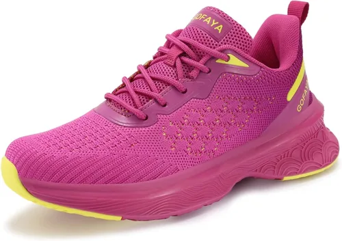 Vista 6 de GOFAYA Zapatos ligeros para caminar para mujer, atléticos, antideslizantes, transpirables, para correr, zapatos de entrenamiento casuales de malla