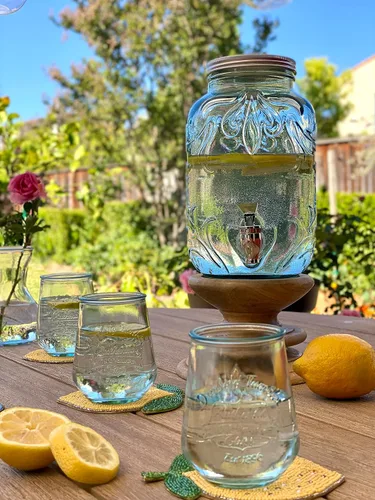Vista 5 de Euro Ceramica Barra Collection - Vasos apilables de vidrio reciclado, vasos de 10 onzas, juego de 6
