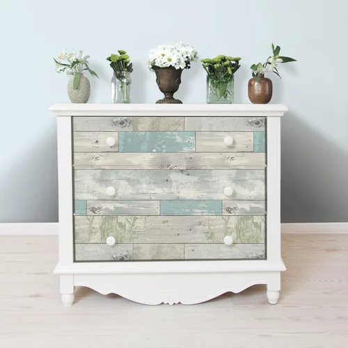 Vista 4 de NuWallpaper Beachwood - Papel tapiz autoadhesivo de madera envejecida multicolor extraíble para paredes, revestimiento de pared autoadhesivo