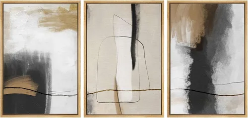 Vista 149 de SIGNWIN Lienzo enmarcado para pared, juego de arte abstracto de serenidad costera, ilustraciones abstractas junto al mar, arte moderno, decorativo