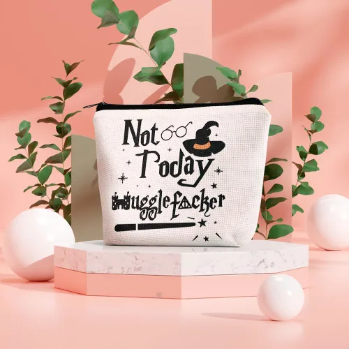 Vista 3 de Magic Wizard - Bolsa de maquillaje divertida con texto en inglés "Not Today", regalo para niñas, hermanas y mujeres